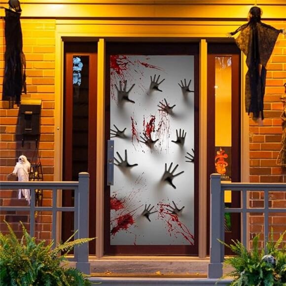 Halloween Haunted House Decoration Window Door Cover Zombie Hands - Picture 8 of 8